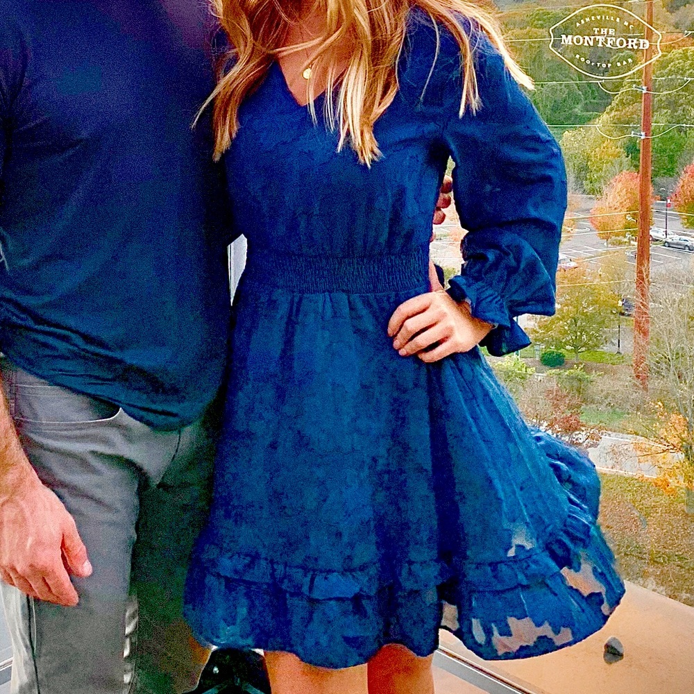 Navy Shift long sleeve dress